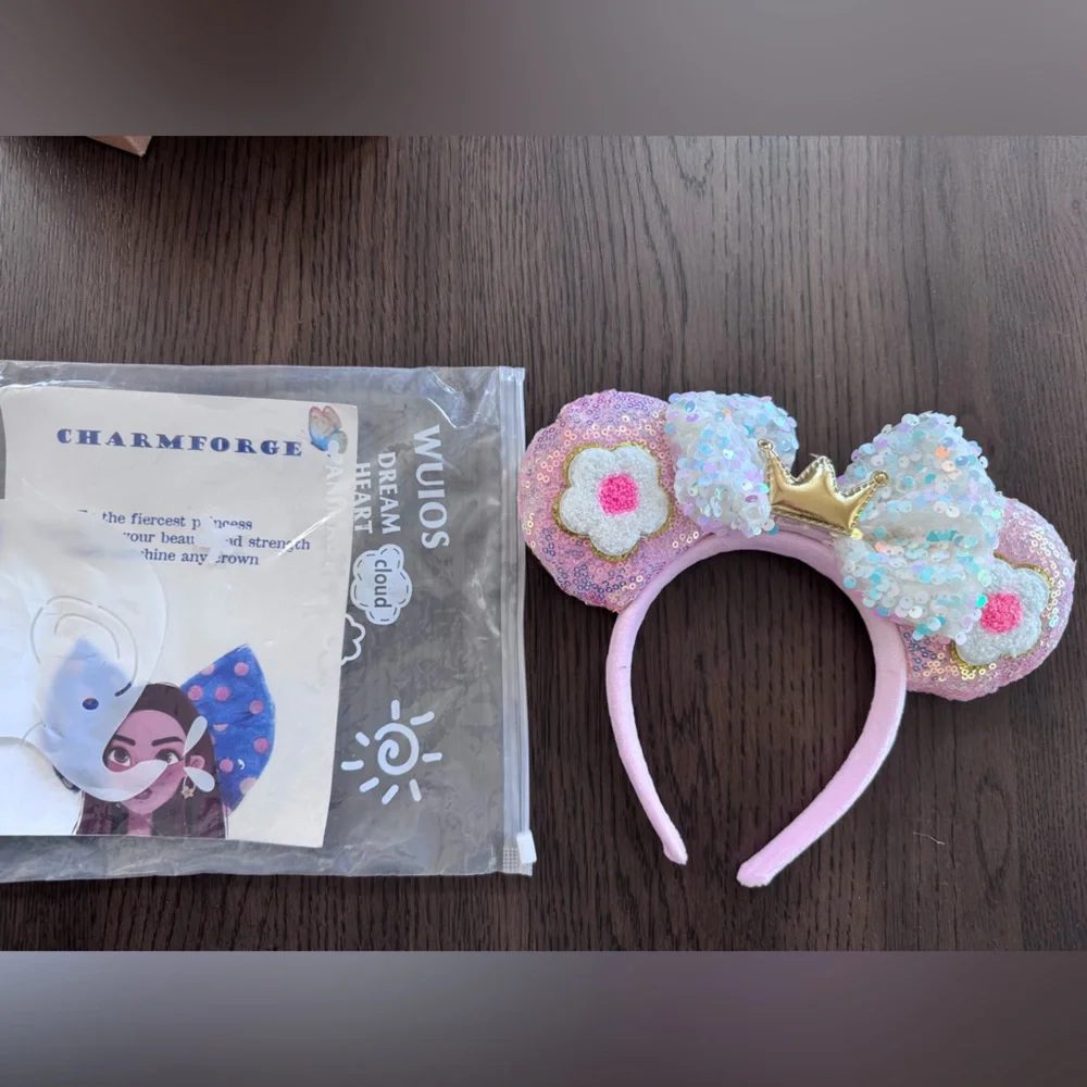 BRAND NEW Pink and Gold Sequin Kids Mickey Mouse Headband